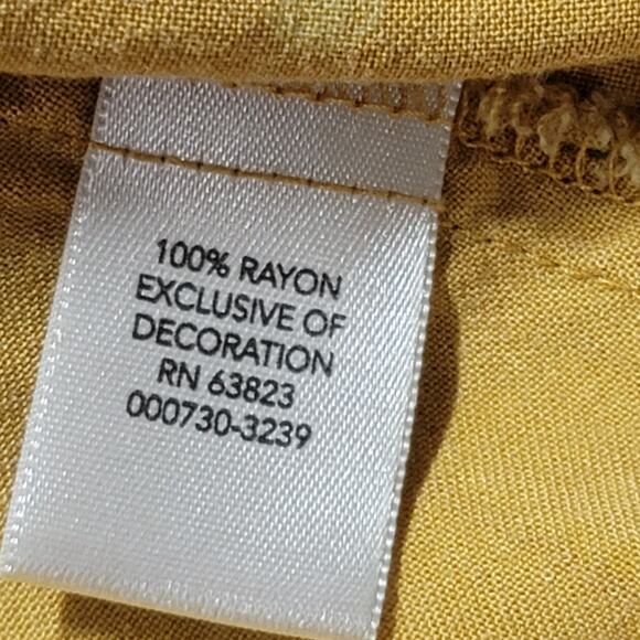 Christopher & Banks Gold Yellow Polka Dot Frayed Round Neck Top XL Lightweight - Picture 7 of 8